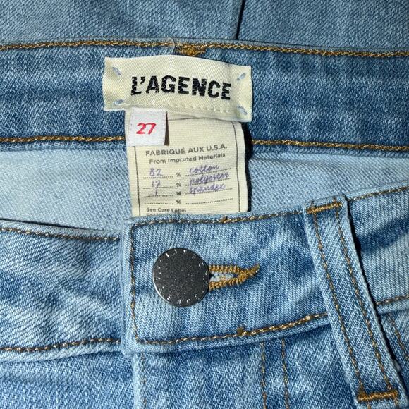 L’AGENCE Margot High Rise Skinny Jeans Women’s Sz 27 Light Wash Raw Hem - Picture 6 of 8